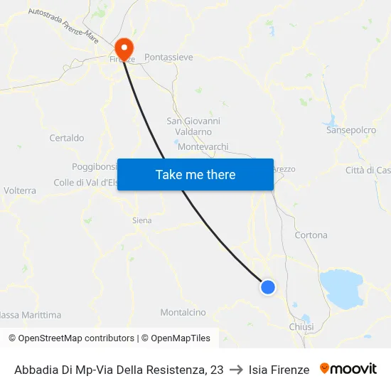 Abbadia - Resistance St 23 to ISIA Florence map