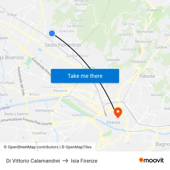 Di Vittorio Calamandrei to ISIA Florence map