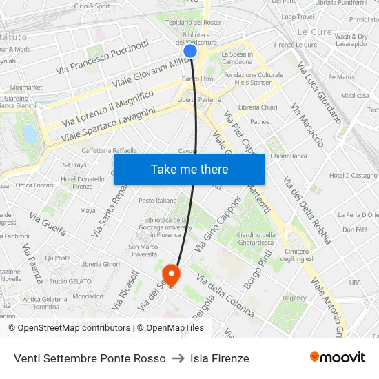 September 20th Red Bridge to ISIA Florence map