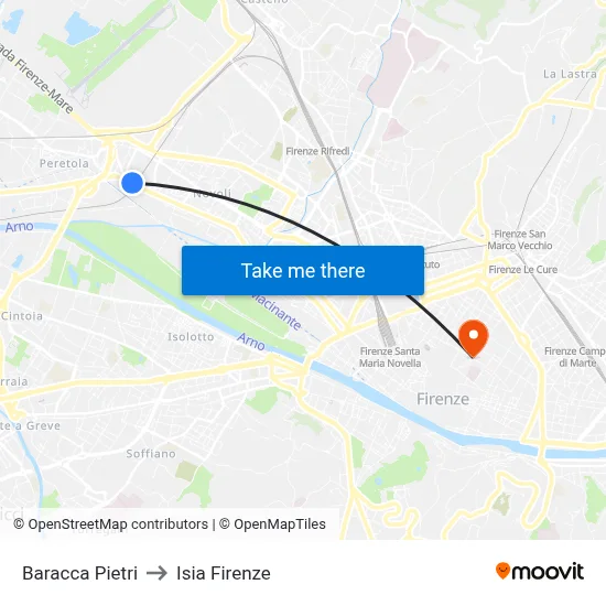 Baracca Pietri to ISIA Florence map