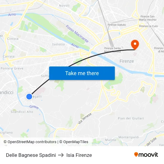 Delle Bagnese Spadini to ISIA Florence map