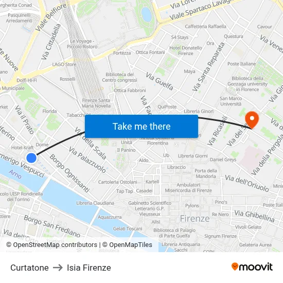 Curtatone to ISIA Florence map