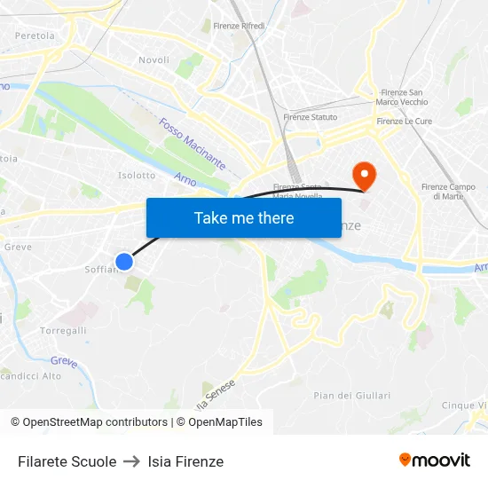 Filarete Schools to ISIA Florence map
