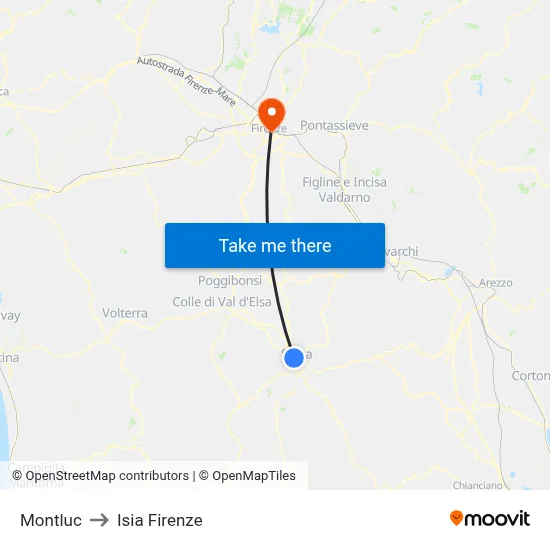 Montluc to ISIA Florence map