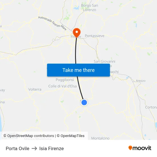 Porta Ovile to ISIA Florence map