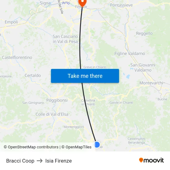 Bracci Coop to ISIA Florence map