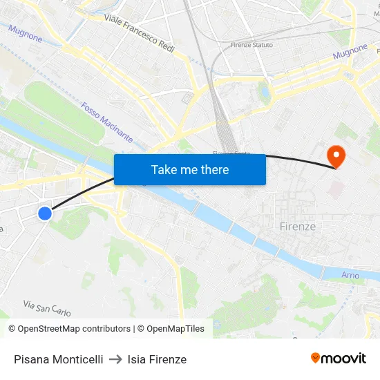 Pisana Monticelli to ISIA Florence map