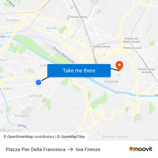 Piazza Piero Della Francesca to ISIA Florence map