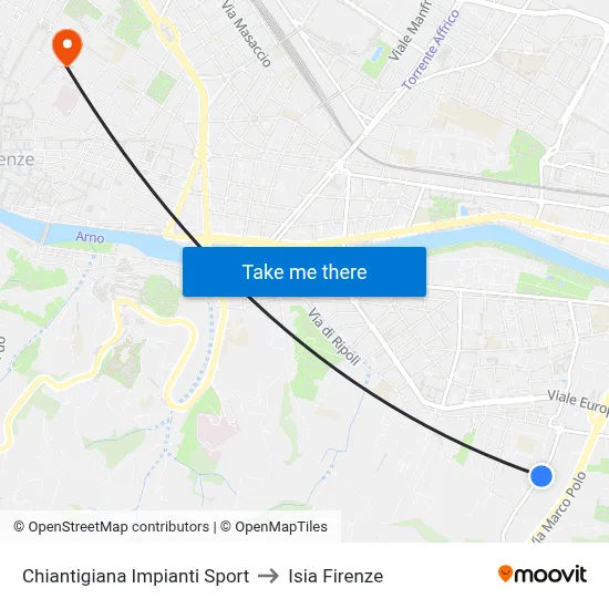Chiantigiana Sports Facilities to ISIA Florence map