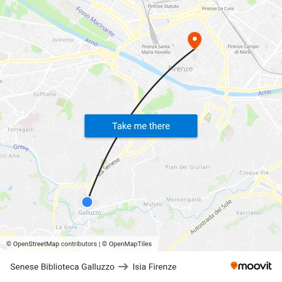 Senese Galluzzo Library to ISIA Florence map