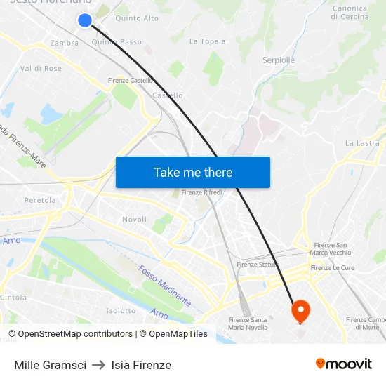 Mille Gramsci to ISIA Florence map