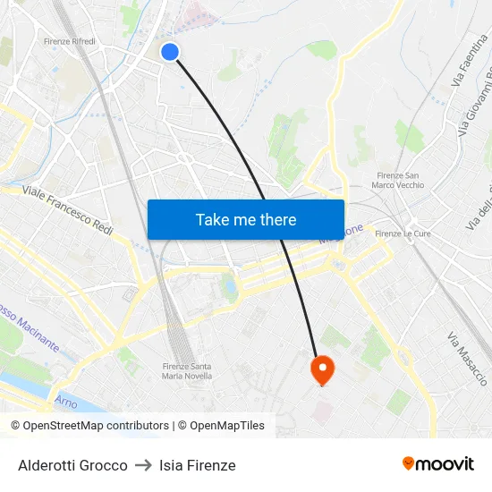 Alderotti Grocco to ISIA Florence map