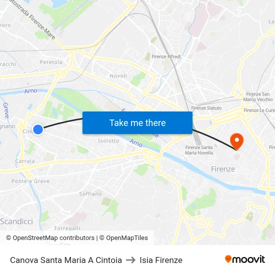 Canova Santa Maria a Cintoia to ISIA Florence map