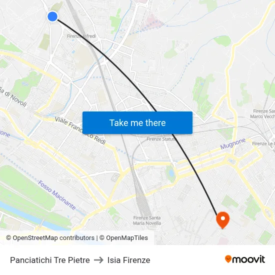 Panciatichi Tre Pietre to ISIA Florence map