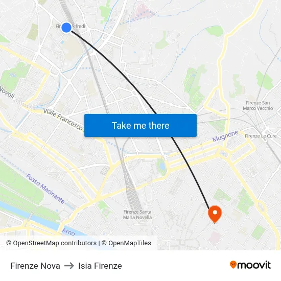 Firenze Nova to ISIA Florence map