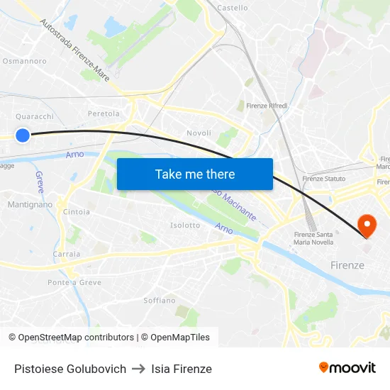 Pistoiese Golubovich to ISIA Florence map