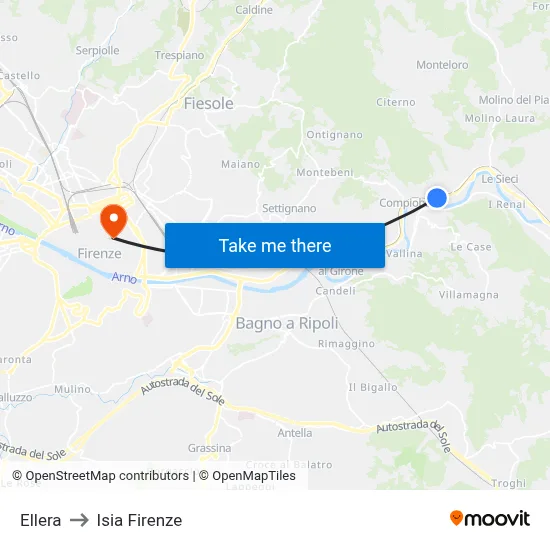 Ellera to ISIA Florence map