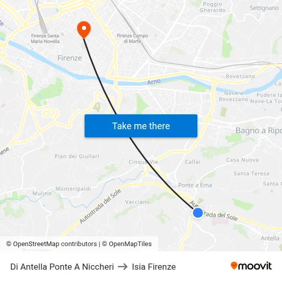 Antella Ponte A Niccheri to ISIA Florence map