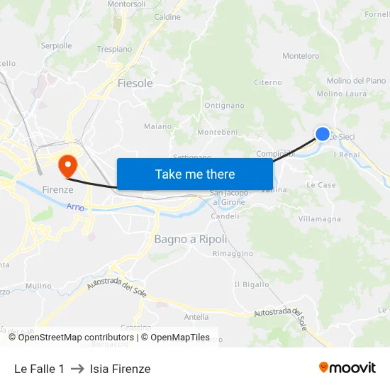 Le Falle 1 to ISIA Florence map