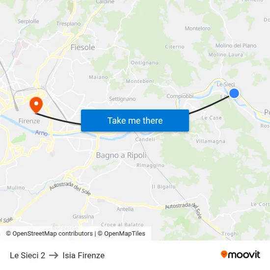 Le Sieci 2 to ISIA Florence map