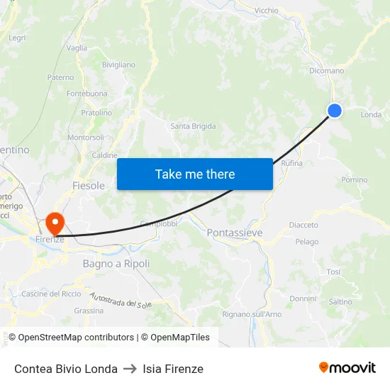 Contea Londa Junction to ISIA Florence map
