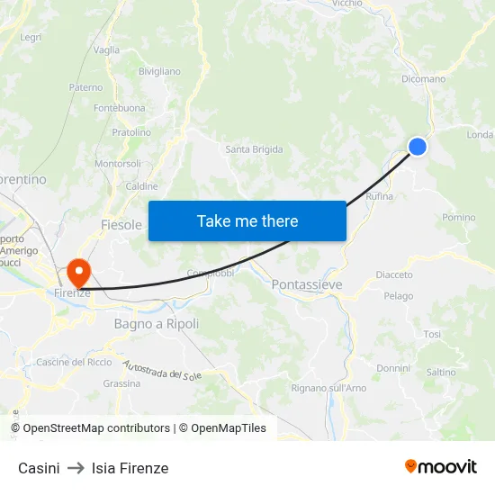 Casini to ISIA Florence map