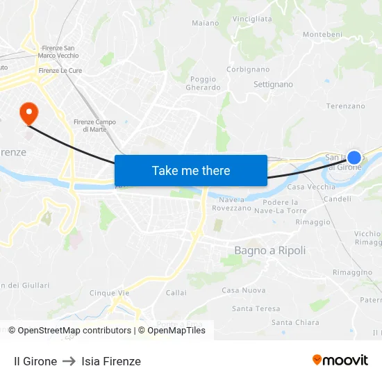 Il Girone to ISIA Florence map