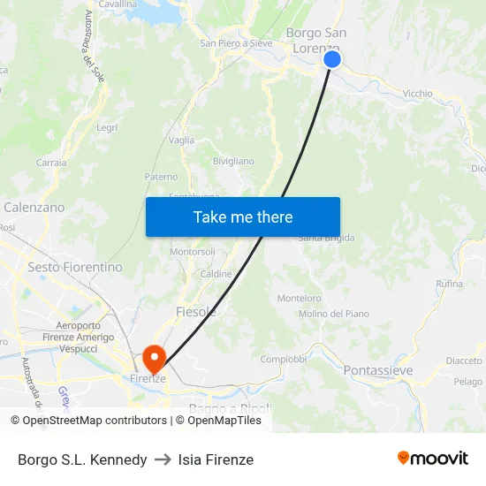 Borgo Kennedy to ISIA Florence map