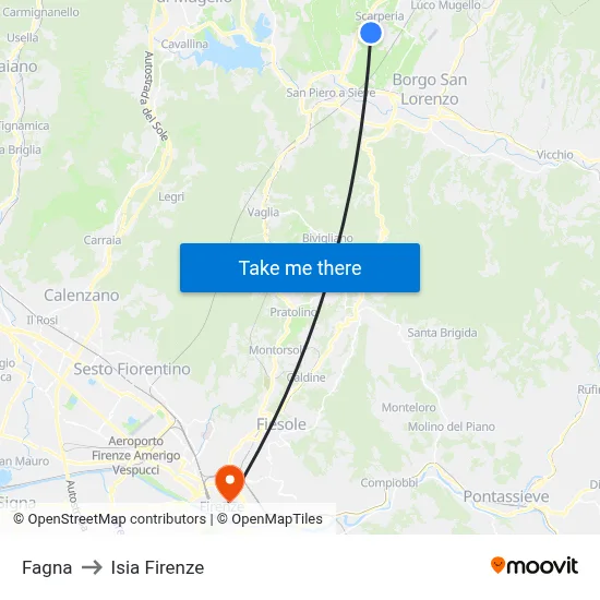Fagna to ISIA Florence map