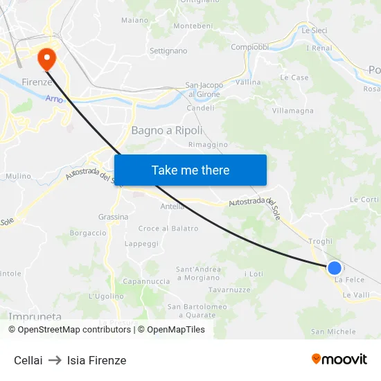 Cellai to ISIA Florence map
