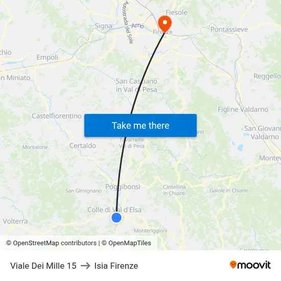 Viale Dei Mille 15 to ISIA Florence map