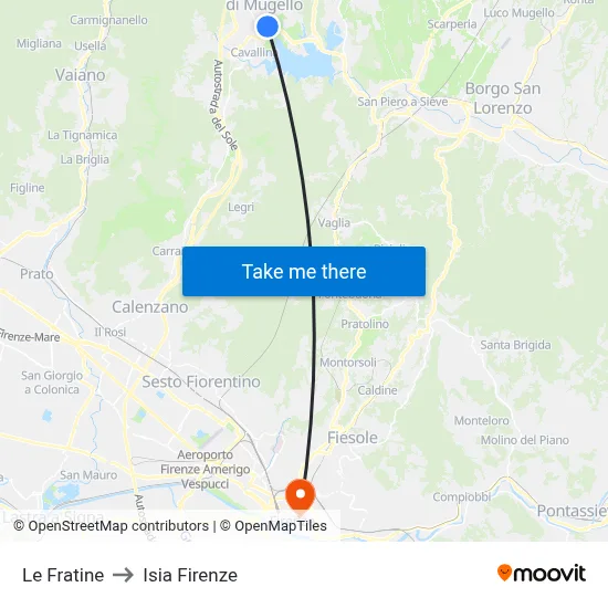 Le Fratine to ISIA Florence map