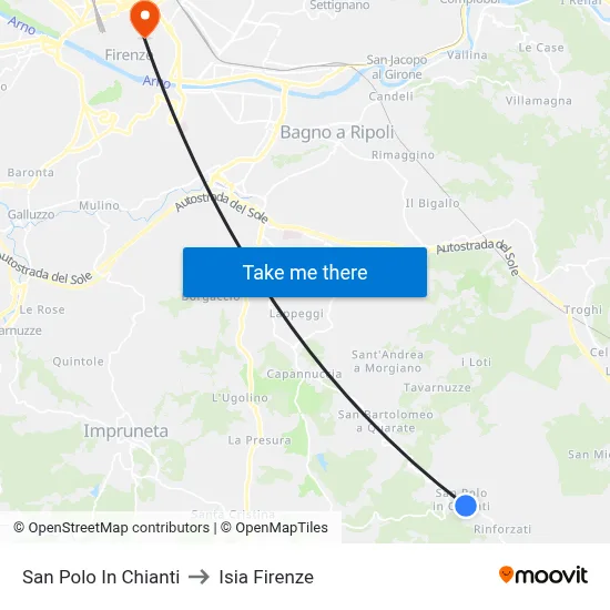 San Polo In Chianti to ISIA Florence map