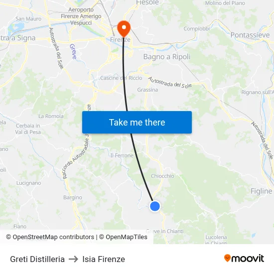 Greti Distillery to ISIA Florence map