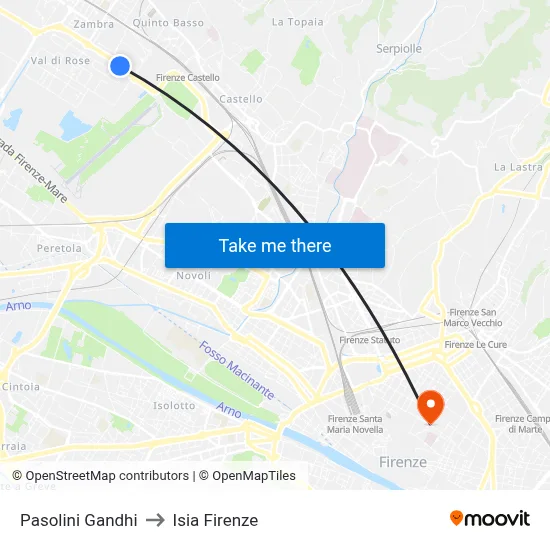 Pasolini Gandhi to ISIA Florence map