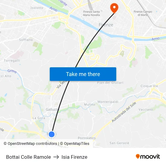 Bottai Colle Ramole to ISIA Florence map