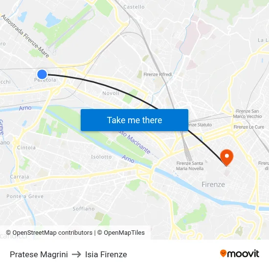 Pratese Magrini to ISIA Florence map