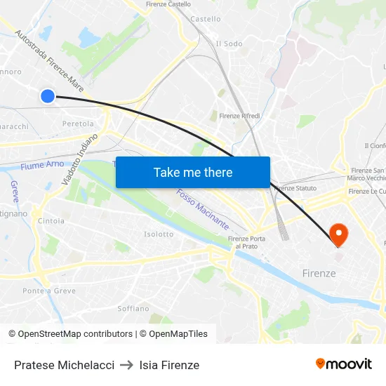 Pratese Michelacci to ISIA Florence map