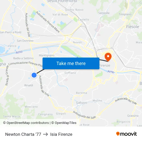 Newton Charta '77 to ISIA Florence map