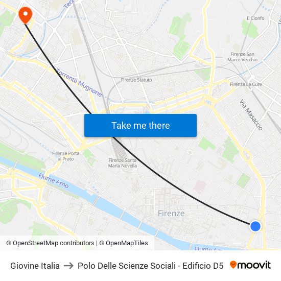 Giovine Italia to Polo Delle Scienze Sociali - Edificio D5 map