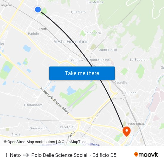 Il Neto to Polo Delle Scienze Sociali - Edificio D5 map