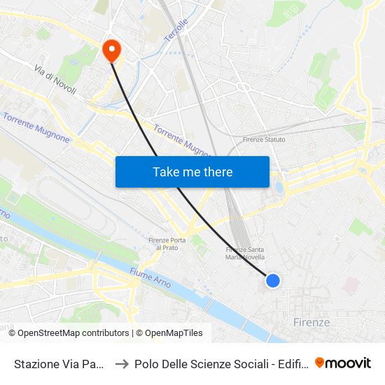 Stazione Via Panzani to Polo Delle Scienze Sociali - Edificio D5 map