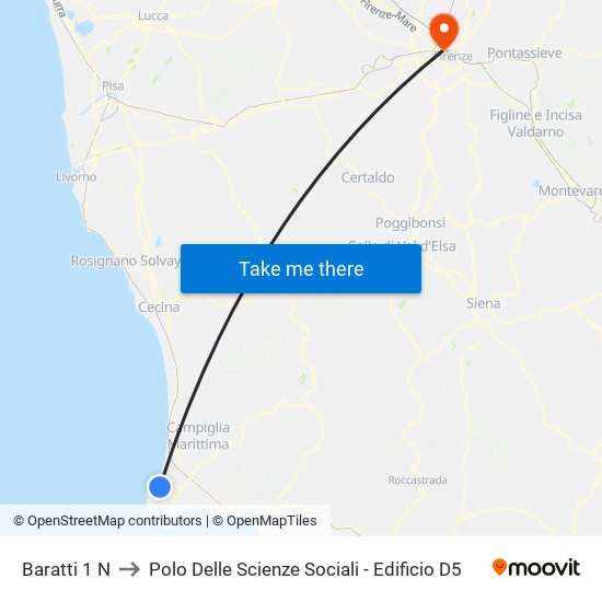 Baratti 1 N to Polo Delle Scienze Sociali - Edificio D5 map
