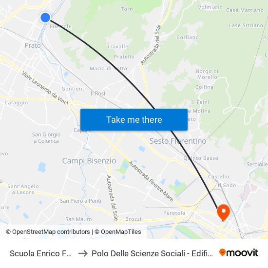 Scuola Enrico Fermi to Polo Delle Scienze Sociali - Edificio D5 map