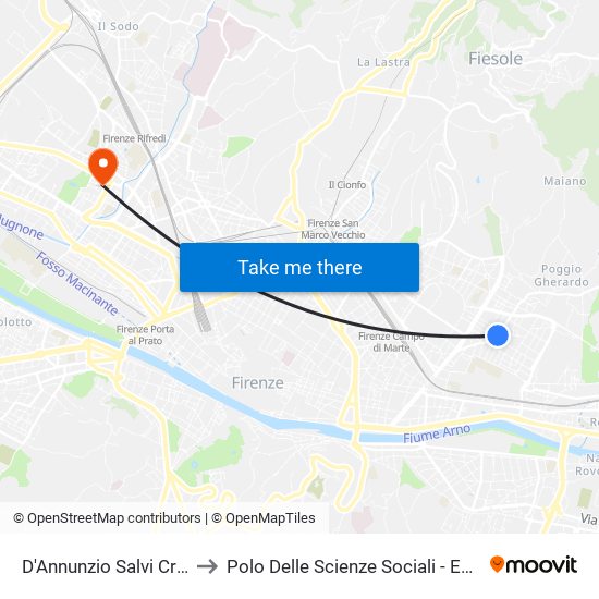 D'Annunzio Salvi Cristiani to Polo Delle Scienze Sociali - Edificio D5 map