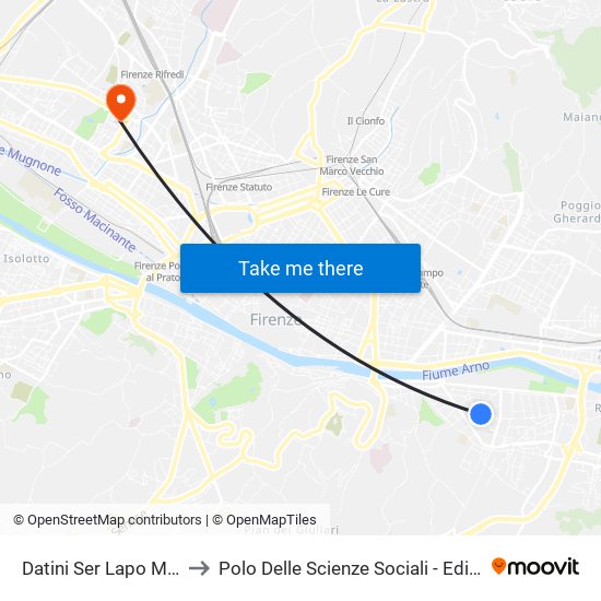 Datini Ser Lapo Mazzei to Polo Delle Scienze Sociali - Edificio D5 map