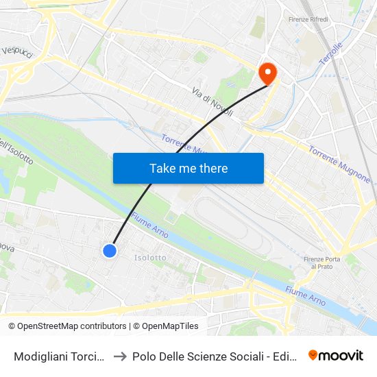 Modigliani Torcicoda to Polo Delle Scienze Sociali - Edificio D5 map