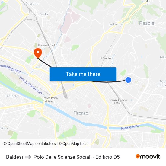 Baldesi to Polo Delle Scienze Sociali - Edificio D5 map