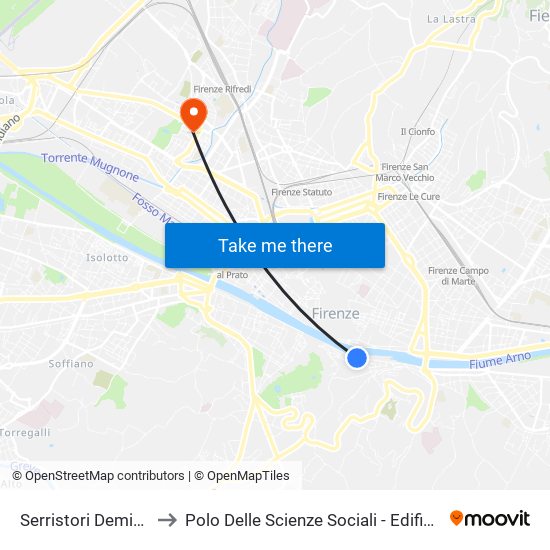 Serristori Demidoff to Polo Delle Scienze Sociali - Edificio D5 map