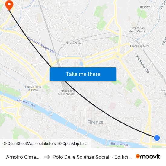 Arnolfo Cimabue to Polo Delle Scienze Sociali - Edificio D5 map